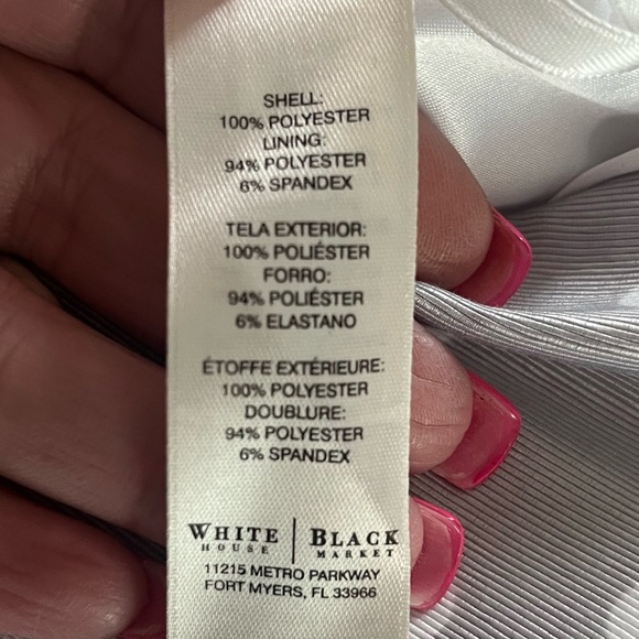 NWT White House Black Market Elegant Gray Polka Dot Dress size 00 - Picture 2 of 15